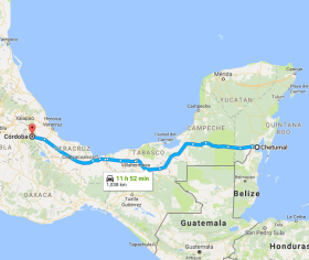 Chetumal to Villahermosa to Cordoba map – Best Places In The World To Retire – International Living