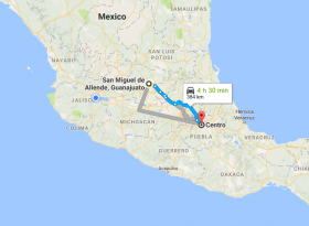 Map of San Miguel de Allende to Puebla, Mexico – Best Places In The World To Retire – International Living