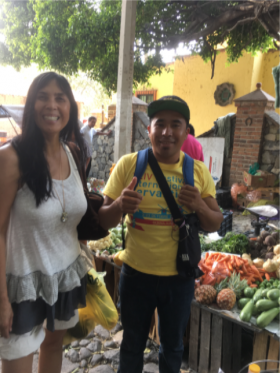 Jet Metier of Best Places in the World to Retire with fried grasshopper vendor, Ajijic, Mexico – Best Places In The World To Retire – International Living