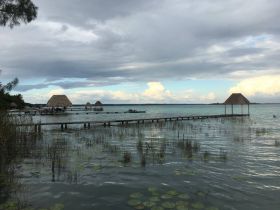 Bacalar Lake with piers