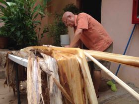 Denis Larsen separating banana fiber at Casa Hamaca, Valladolid, Mexico – Best Places In The World To Retire – International Living