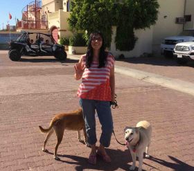 Jet Metier in front of hotel room in San Felipe, Baja, Mexico