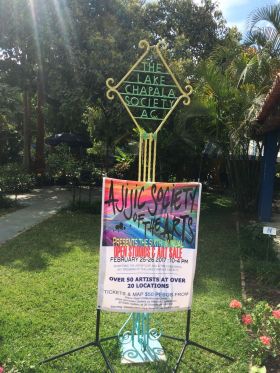 Sign at Lake Chapala Society LCS advertising Ajijic Society of the Arts