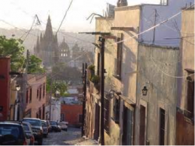 Narrow street in San Miguel de Allende, Mexico