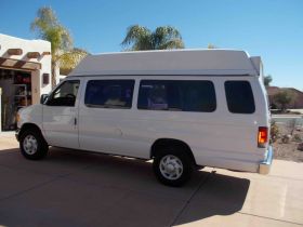 Our big white van for our trip to Mexico