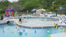 Party prep at Grand Baymen pool, Ambergris Caye, Belize – Best Places In The World To Retire – International Living